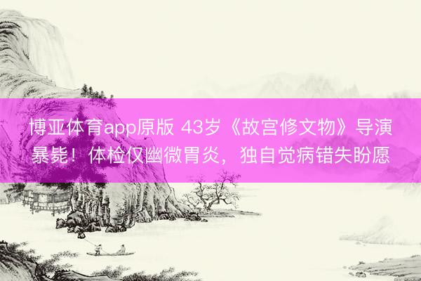 博亚体育app原版 43岁《故宫修文物》导演暴毙！体检仅幽微胃炎，独自觉病错失盼愿