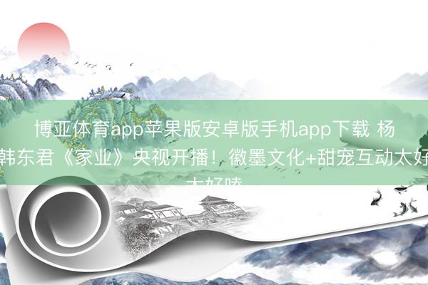 博亚体育app苹果版安卓版手机app下载 杨紫韩东君《家业》央视开播！徽墨文化+甜宠互动太好嗑