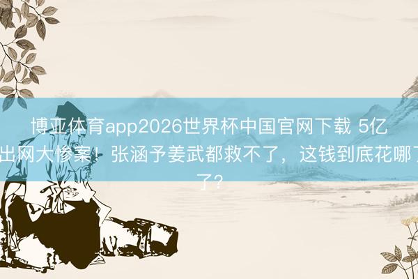 博亚体育app2026世界杯中国官网下载 5亿砸出网大惨案！张涵予姜武都救不了，这钱到底花哪了？