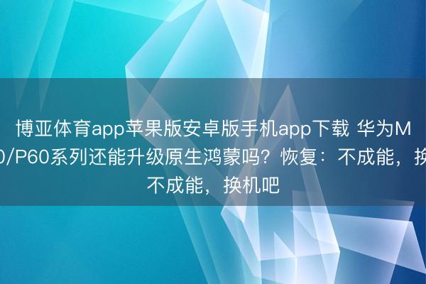 博亚体育app苹果版安卓版手机app下载 华为Mate40/P60系列还能升级原生鸿蒙吗？恢复：不成能，换机吧