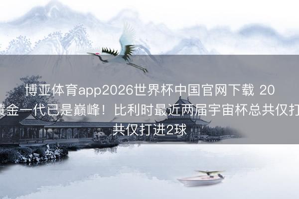 博亚体育app2026世界杯中国官网下载 2018年黄金一代已是巅峰！比利时最近两届宇宙杯总共仅打进2球
