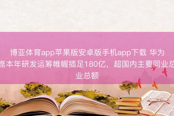 博亚体育app苹果版安卓版手机app下载 华为乾崑本年研发运筹帷幄插足180亿，超国内主要同业总额