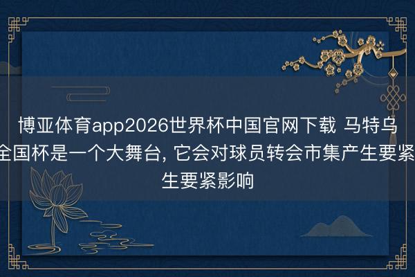 博亚体育app2026世界杯中国官网下载 马特乌斯: 全国杯是一个大舞台, 它会对球员转会市集产生要紧影响